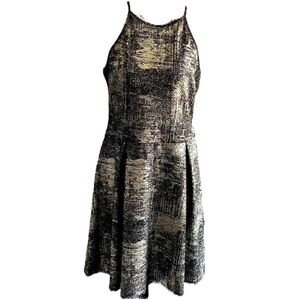 Monteau gold and black halter dress